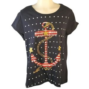 Anchor graphic tee shirt with polka dots Size 13/14